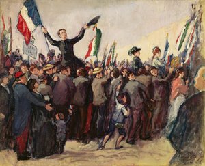 Voluntarios italianos llegando a Marsella para enrolarse en el ejército francés el 4 de agosto de 1914 de Leon Giran Max